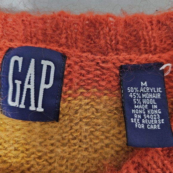 GAP Mohair Blend Striped Cropped Cardigan Sweater Colorblock Fuzzy Cozy - Picture 6 of 8
